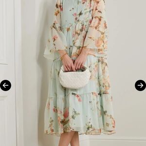 ERDEM Isbel Tiered Floral-Print Silk-Chiffon Midi Shirt Dress size 6